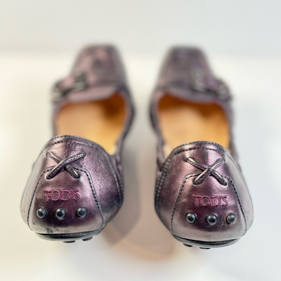 Tod's Leather Travel Ballet Flat With Roller Buckle Strap Size 7 - Picture 4 of 6